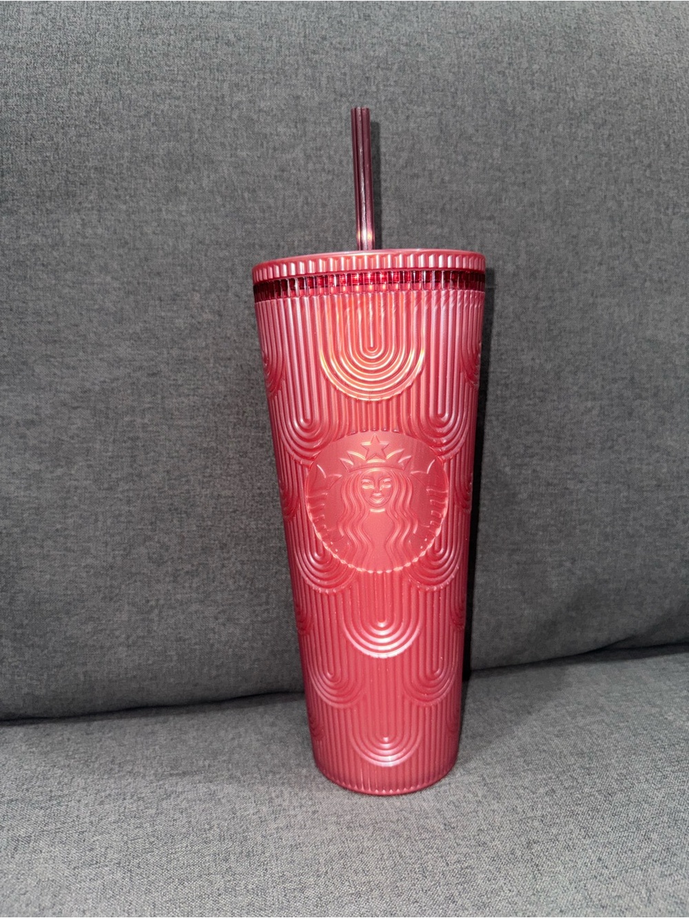 Starbucks 2023 Pink Shimmer Mermaid Venti Tumbler Cup w/ Flower Straw 24oz